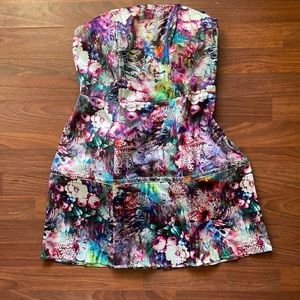 Multi-color Nature Graphic Strapless Dress